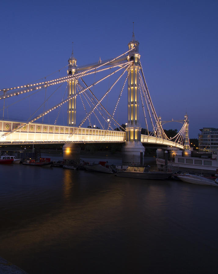 London Photograph - Albert Bridge London Thames at night  by David French
