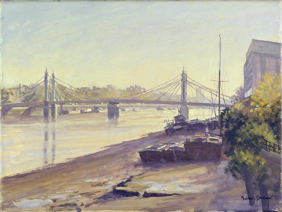 Boat Photograph - Albert Bridge Oil On Canvas by Julian Barrow
