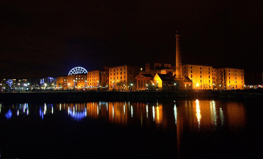 Albert Dock Photograph - Albert Dock Liverpool at night by Anthony Beyga