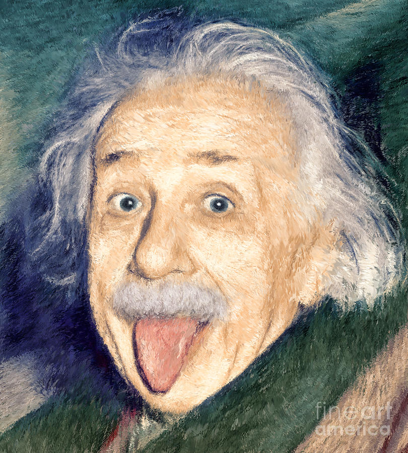 Space Painting - Albert Einstein impressionist by Giuseppe Persichino