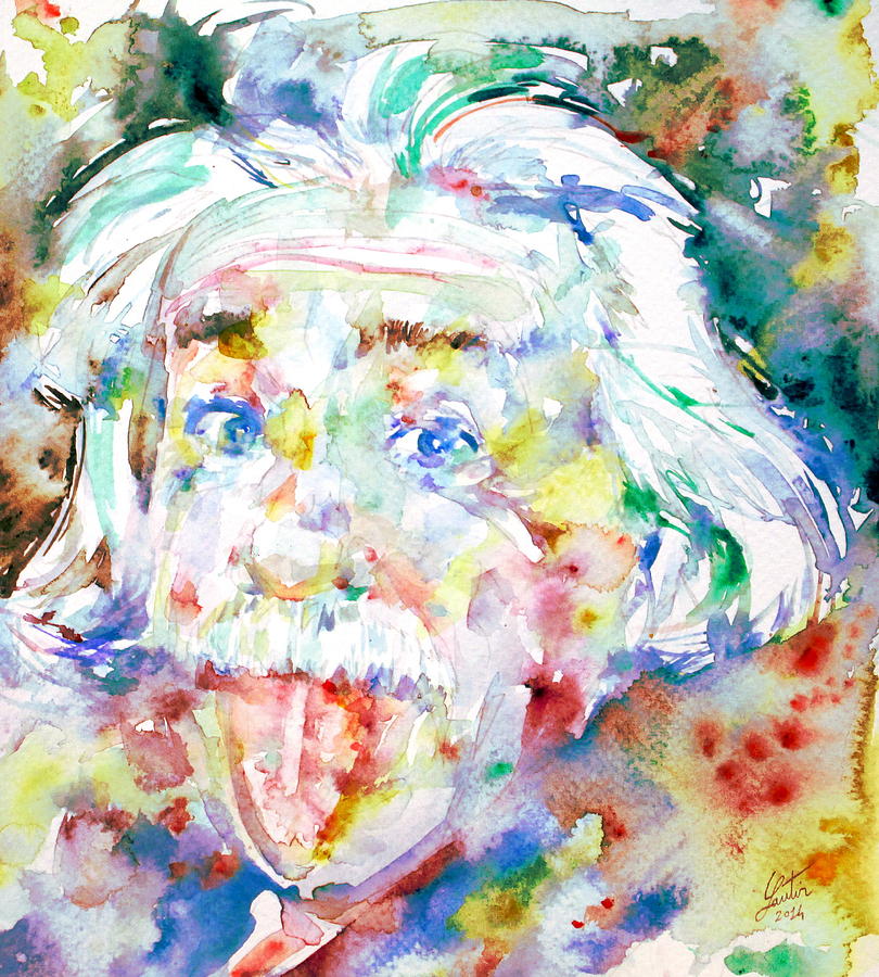 Albert Einstein Watercolor Portrait.3 Painting by Fabrizio Cassetta