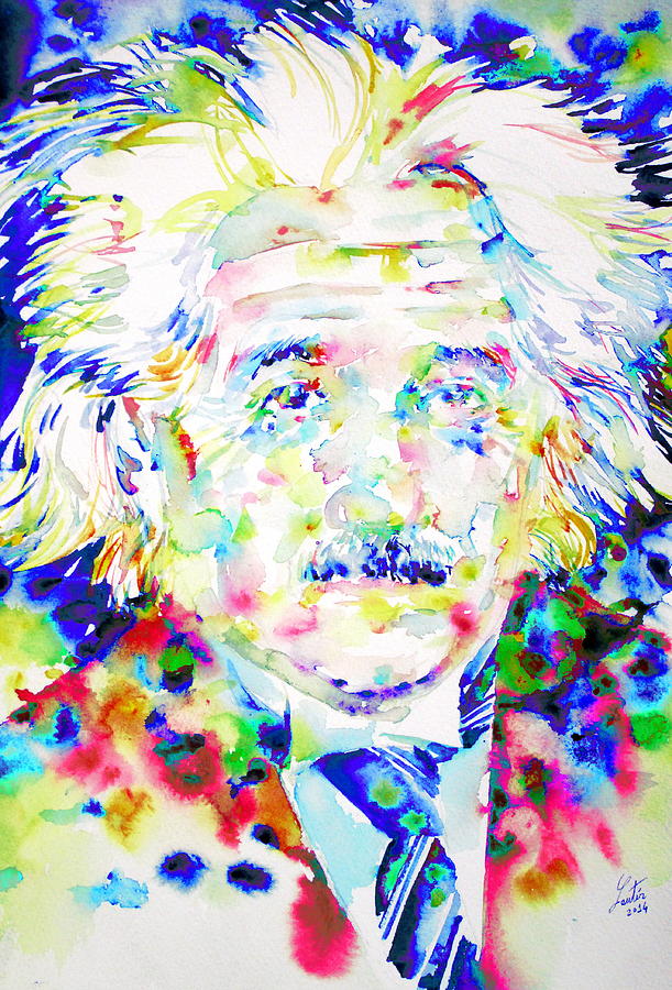 Albert Einstein Painting - ALBERT EINSTEIN - watercolor portrait.4 by Fabrizio Cassetta