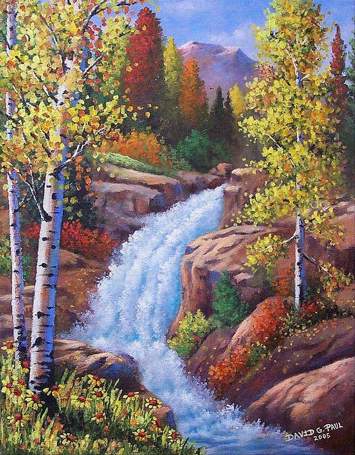 Alberta Falls Painting by David G Paul