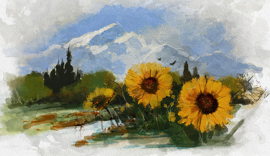 Alberta Landscape 001 Painting by Mahnoor Shah