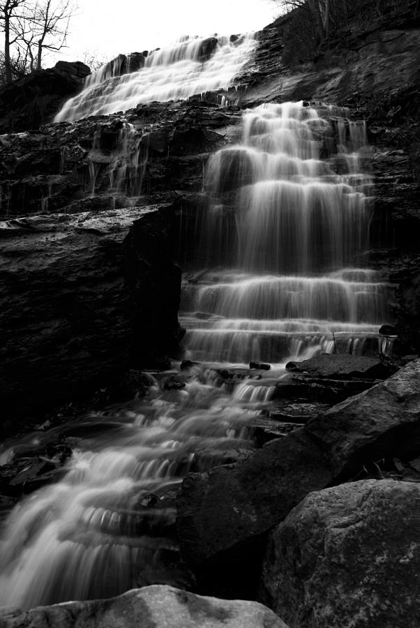 Waterfall Photograph - Albion Waterfalls Black and White by John Turner
