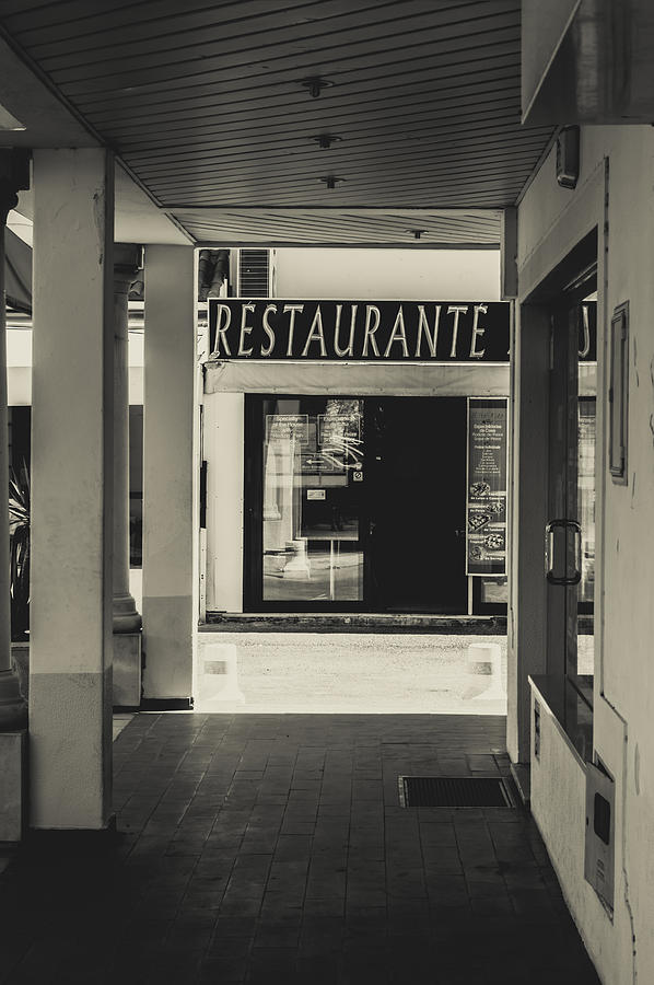 Vintage Photograph - Albufeira Street Series - Restaurante by Marco Oliveira