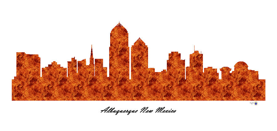 Albuquerque New Mexico Raging Fire Skyline Digital Art by Gregory Murray