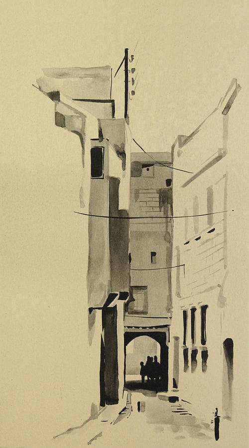 Aleppo Old City Alleyway 2 Painting by Mamoun Sakkal