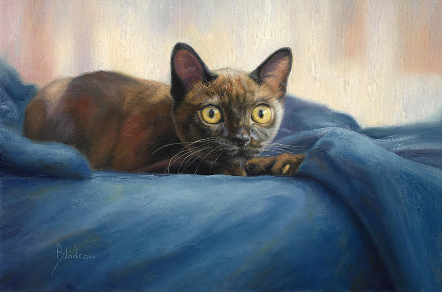 Cat Painting - Alert by Lucie Bilodeau
