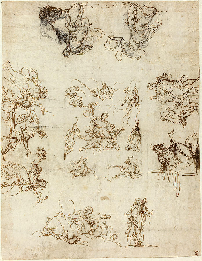 Pen Drawing - Alessandro Maganza Italian, 1556 - 1640 by Quint Lox