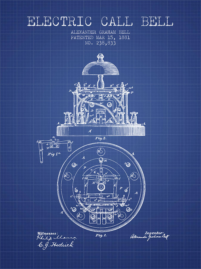 Alexander Bell Electric Call Bell Patent from 1881 - Blueprint Digital ...