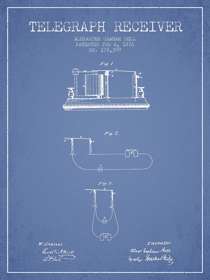 Alexander Graham Bell Telegraph Receiver Patent from 1876 - Ligh ...