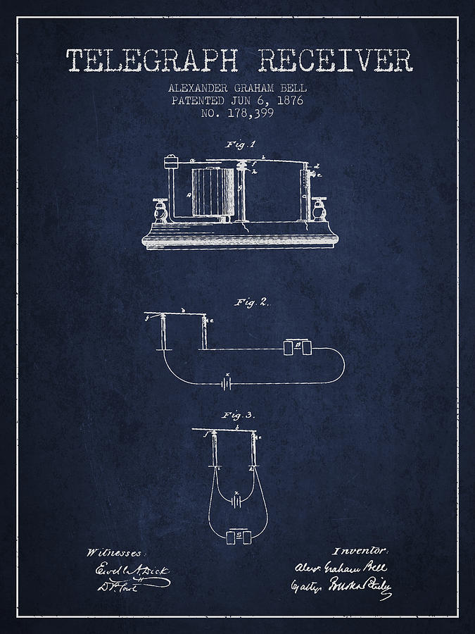 Alexander Graham Bell Telegraph Receiver Patent from 1876 - Navy ...