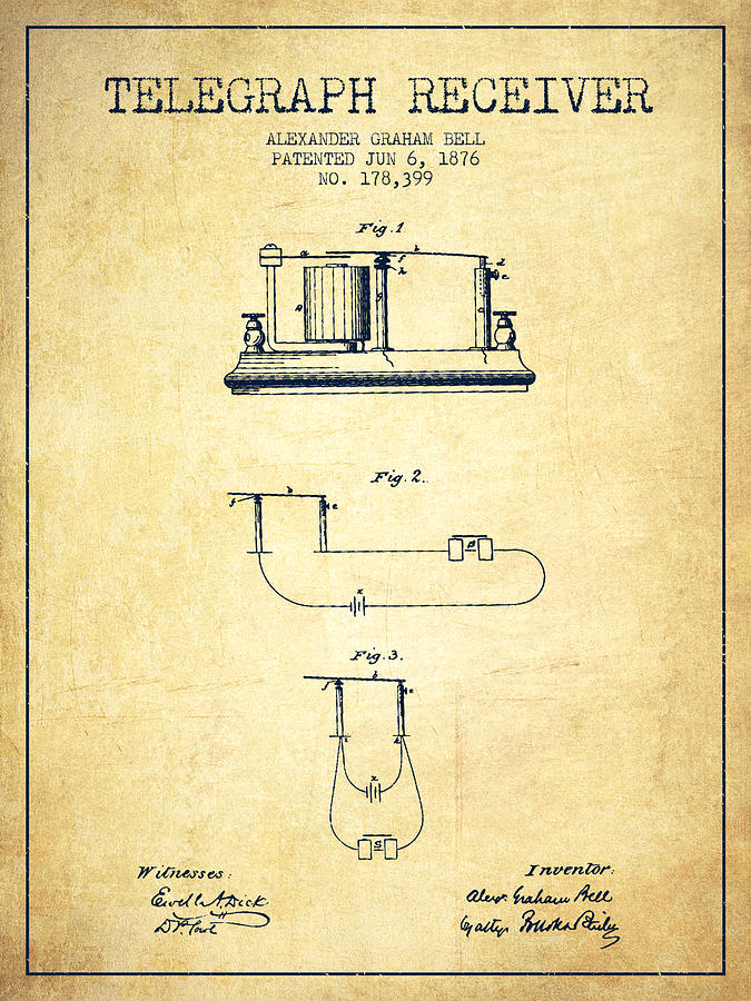 Alexander Graham Bell Telegraph Receiver Patent from 1876 - Vint ...