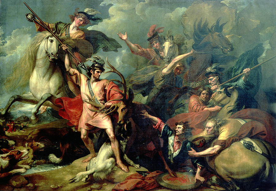 Brave Photograph - Alexander IIi Of Scotland Rescued From The Fury Of A Stag By The Intrepidity Of Colin Fitzgerald by Benjamin West