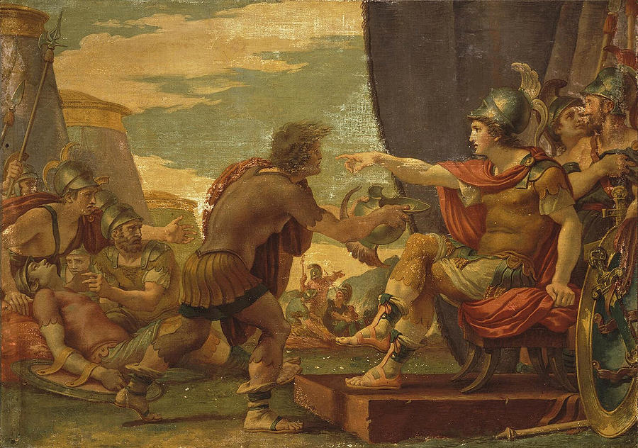 Ancient Greek Man Painting - Alexander the Great Refuses to Take Water by Giuseppe Cades