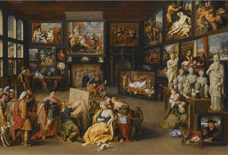 Alexander the Great Visiting the Studio of Apelles Painting by Willem van Haecht