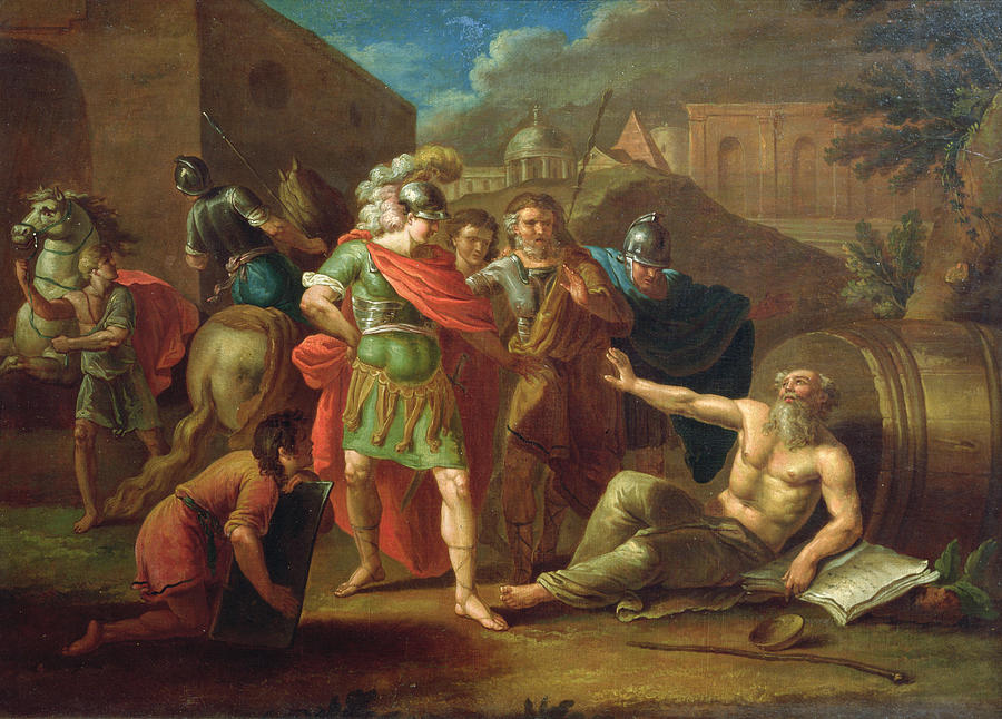 Greek Photograph - Alexander The Great Visits Diogenes At Corinth, 1787 Oil On Canvas by Ivan Philippovich Tupylev