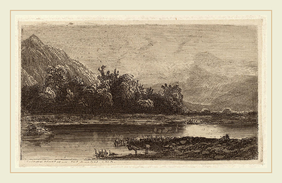Alexandre Calame Drawing - Alexandre Calame, Mountain Lake, Swiss, 1810-1864 by Litz Collection