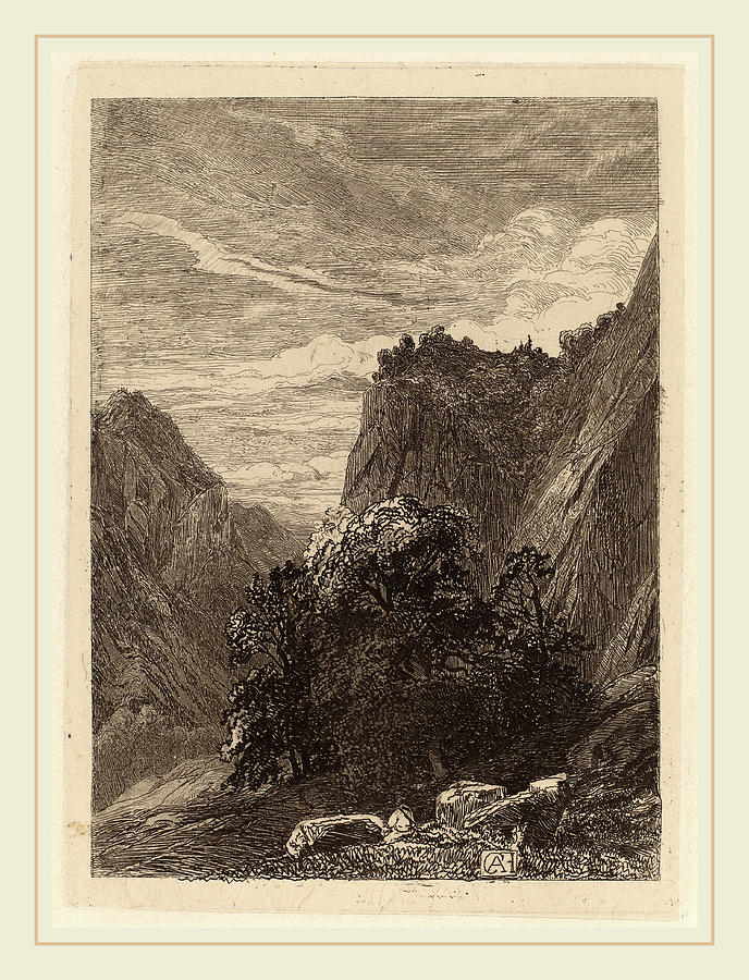 Alexandre Calame, Trees At The Foot Of A Cliff Drawing by Litz ...