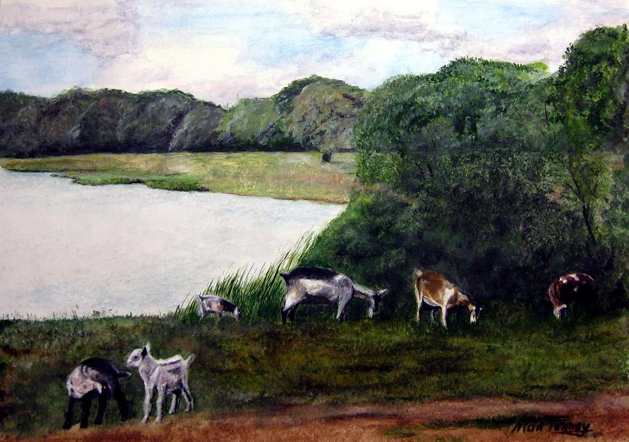 Alexs Goats Painting by Stan Tenney