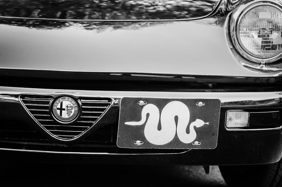 Black And White Photograph - Alfa Romeo Grille Emblem -0287bw by Jill Reger