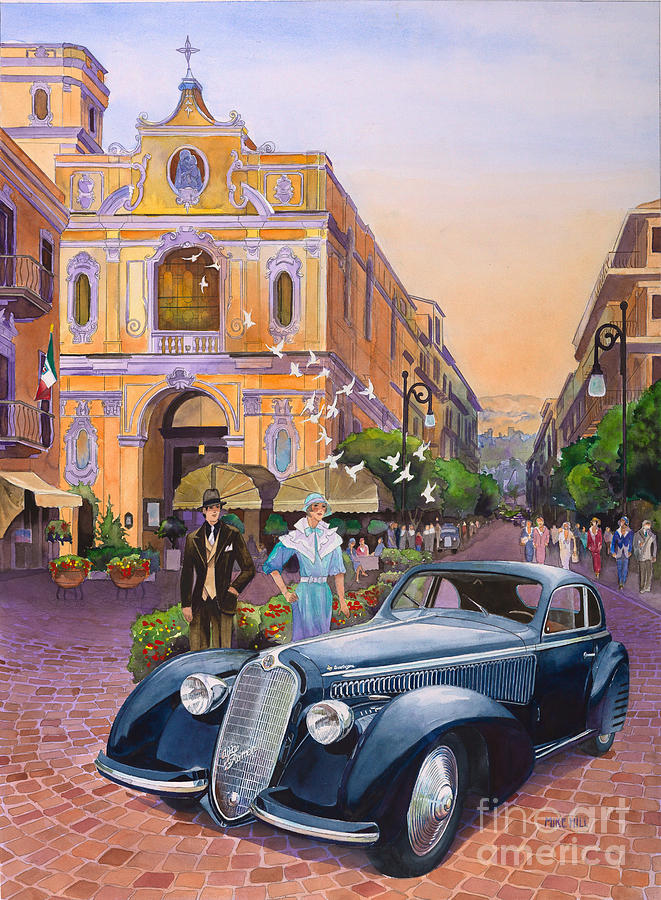 Alfa Romeo in 1938 Italy Painting by Mike Hill