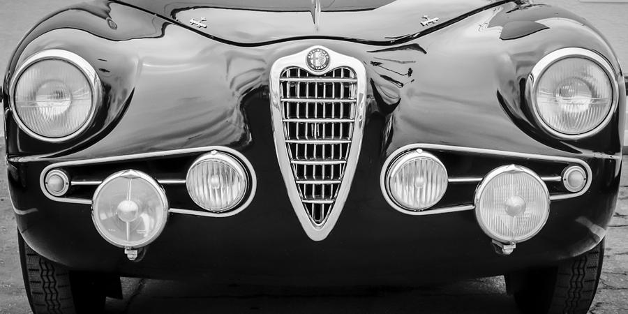 Alfa Romeo Milano Grille -0016bw Photograph by Jill Reger