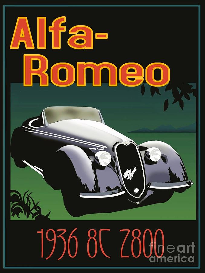 Alfa-Romeo  Poster 1936 Painting by Thea Recuerdo