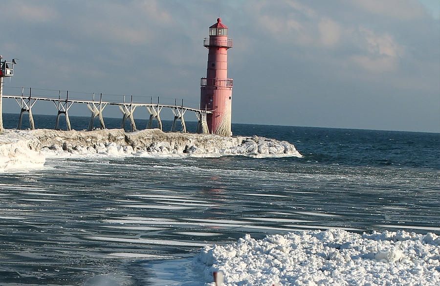 Algoma Lighthouse in Winter Photograph by Nikki Vig