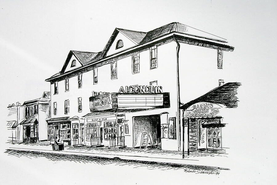 Algonquin Theater Manasquan NJ Drawing by Melinda Saminski