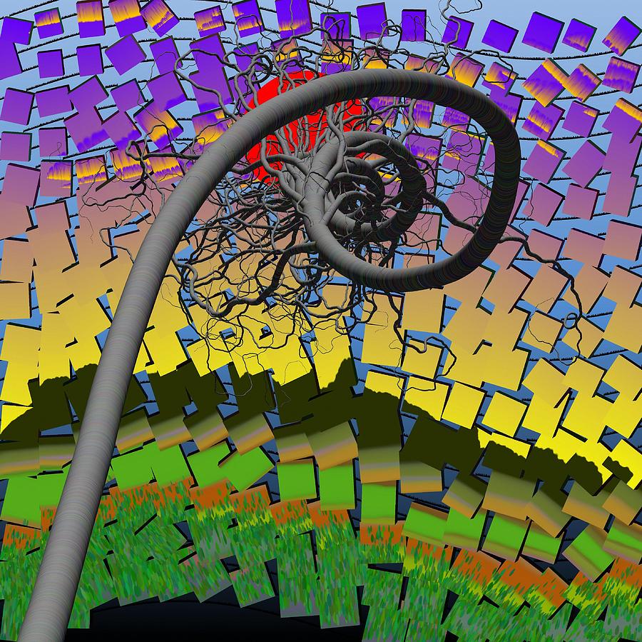 Nature Digital Art - Algorithmic Art - Spiral tree by GuoJun Pan