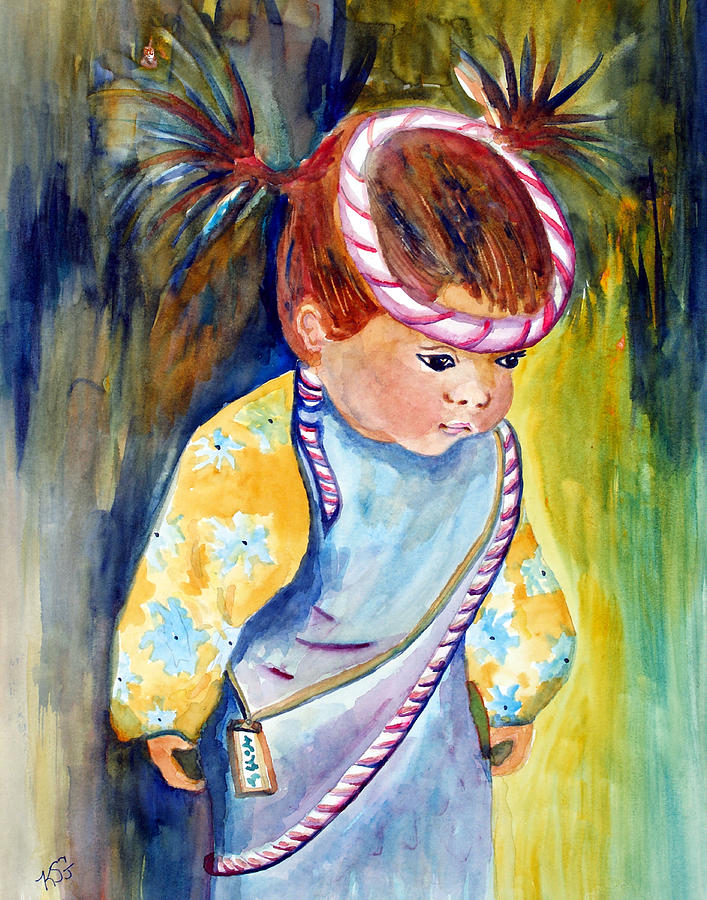 Ali Learns to Bow Painting by Kim Shuckhart Gunns