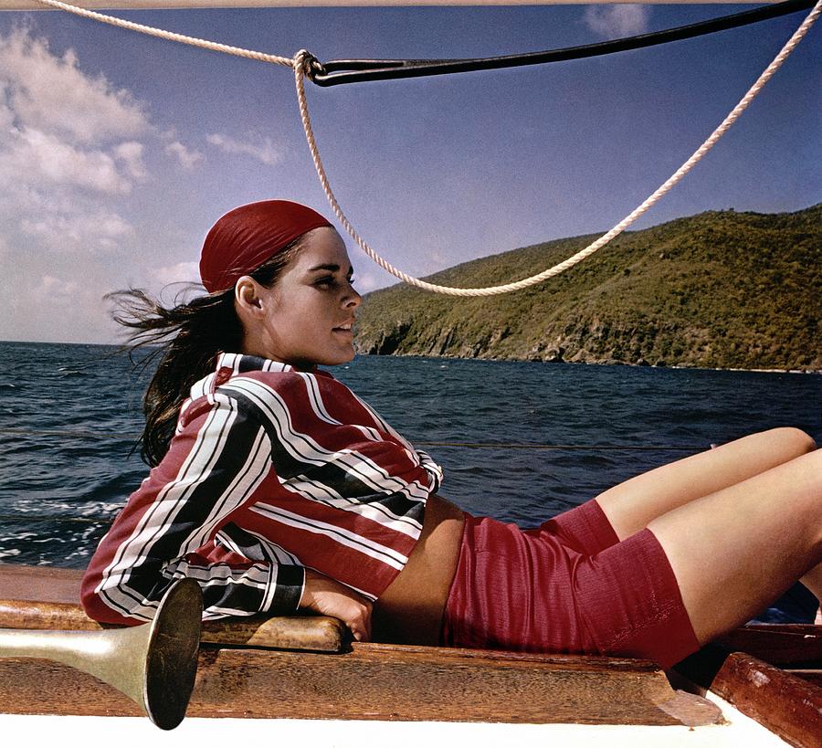 Ali Macgraw On A Sailboat Photograph by Sante Forlano
