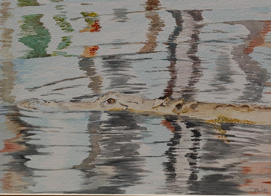 Ali the alligator Painting by Teresa Smith
