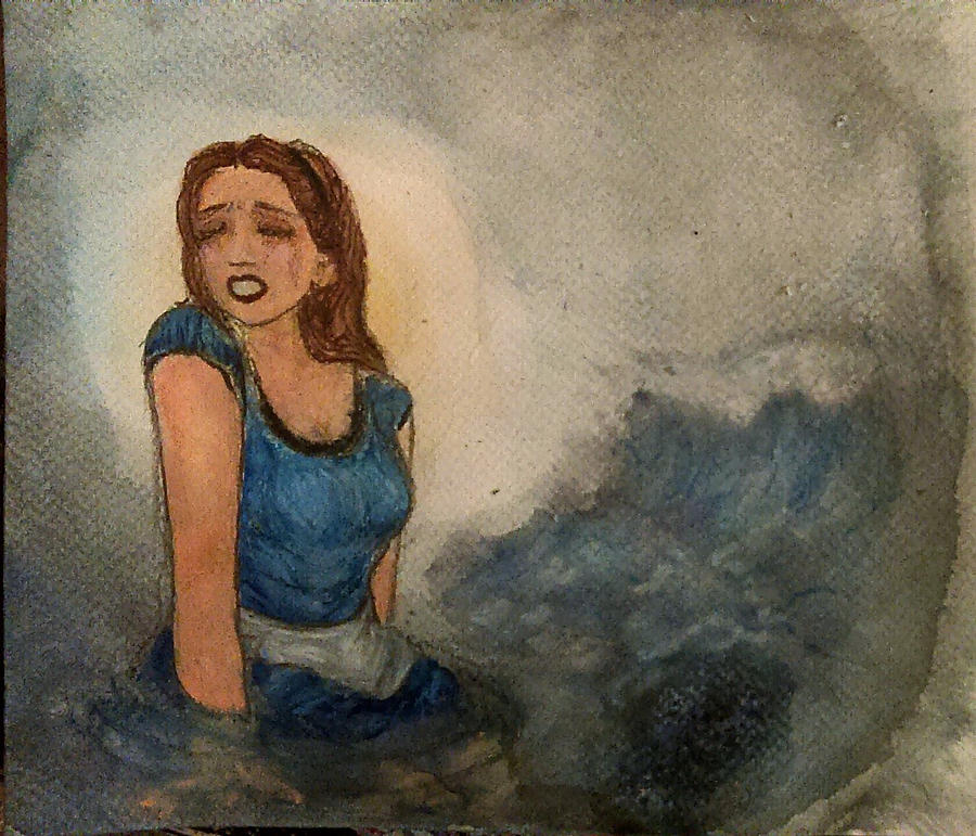 Alice Painting - Alice Cries A Sea Of Tears by Jennie Hallbrown
