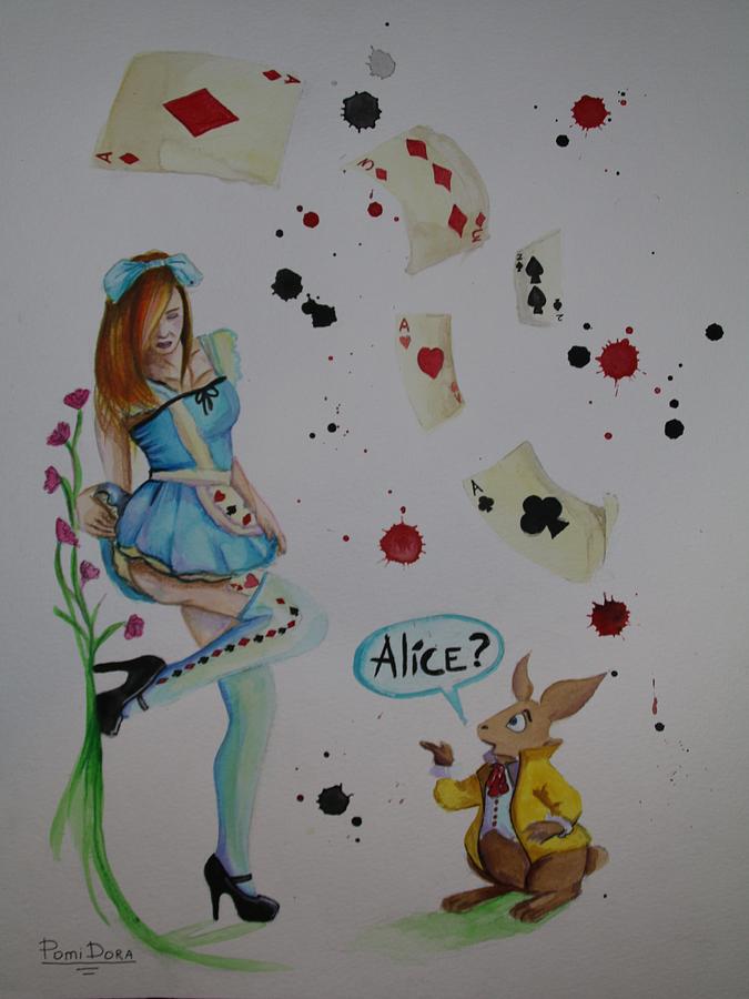 Rabbit Drawing - Alice in Real Land by Darya Sakharova