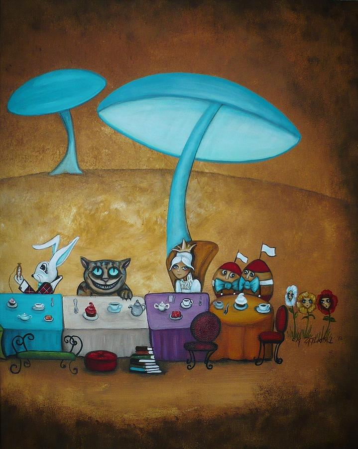 Alice in Wonderland Art - Mad Hatters Tea Party II Painting by Charlene Murray Zatloukal