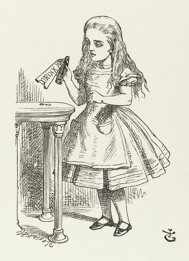 Alice Shrinks And Stretches Alice Drawing by Mary Evans Picture Library ...