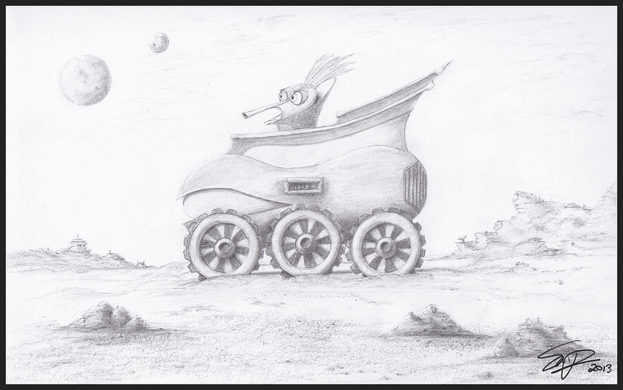 Alien Buggy Drawing by Steven Powers SMP