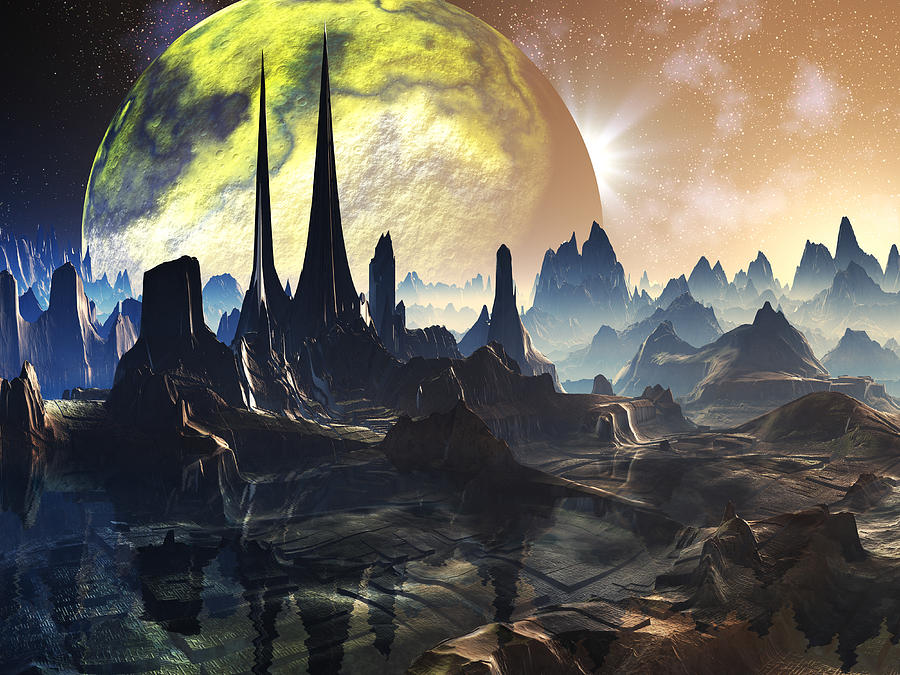 Alien City Ruins on Faraway Planet Digital Art by Spinning Angel - Pixels