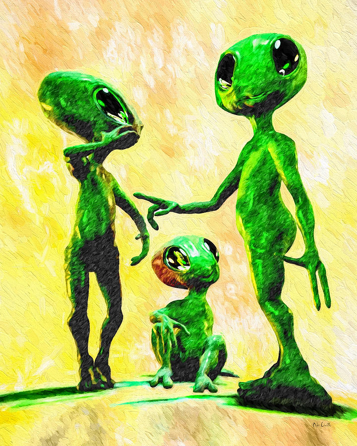 Alien Painting - Alien Family Unit by Bob Orsillo