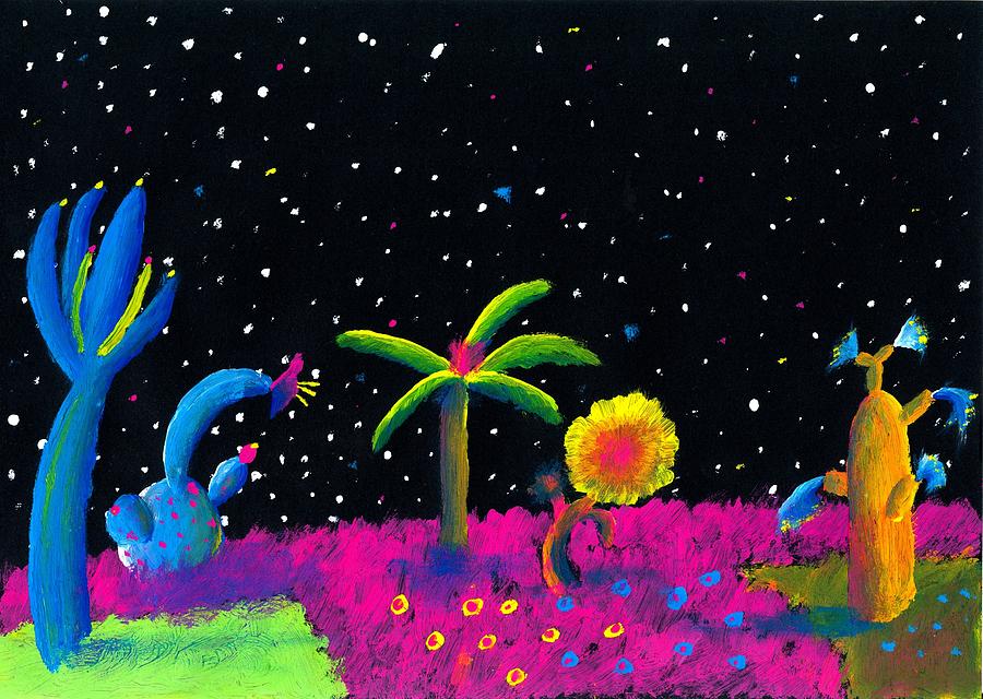 Alien Garden Painting by Nieve Andrea 