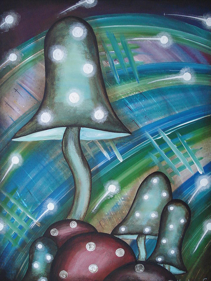 Alien Mushrooms Painting by Krystyna Spink