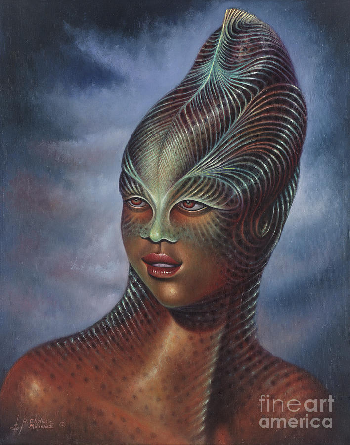 Alien Portrait I Painting by Ricardo Chavez-Mendez