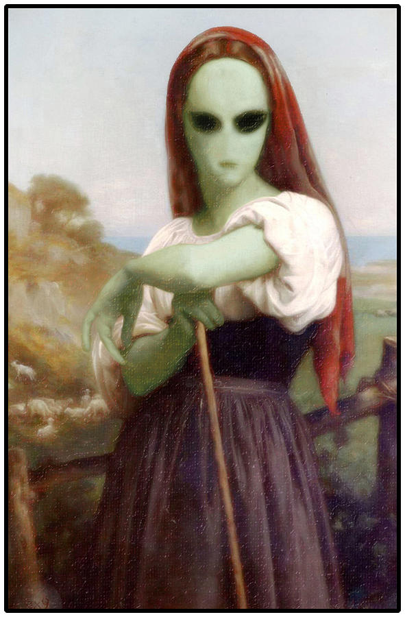 Alien Painting - Alien Shepherdess by Gravityx9  Designs