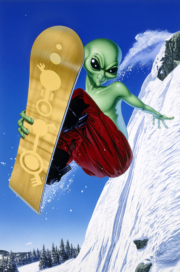 Fantasy Photograph - Alien Snowboarder by MGL Meiklejohn Graphics Licensing
