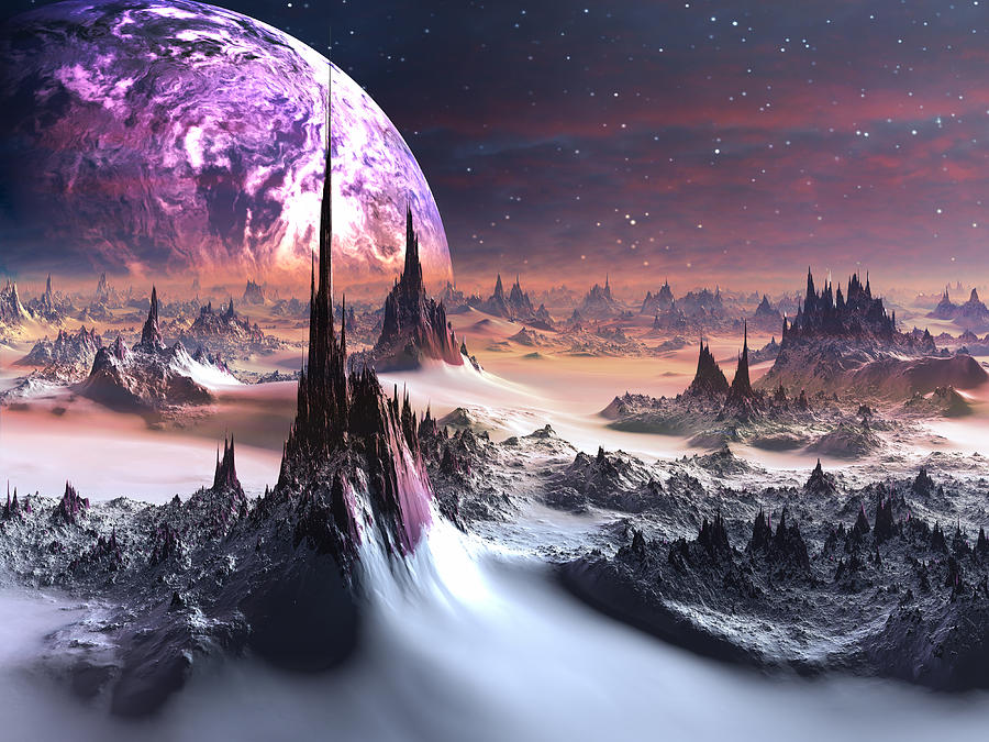 Fantasy Digital Art - Alien World in Winter by Spinning Angel