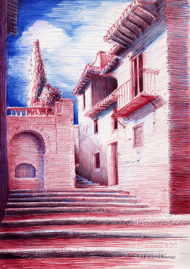 Architecture Painting - Aljibe Del Trillo Albaycin Granada Spain by Line Arion