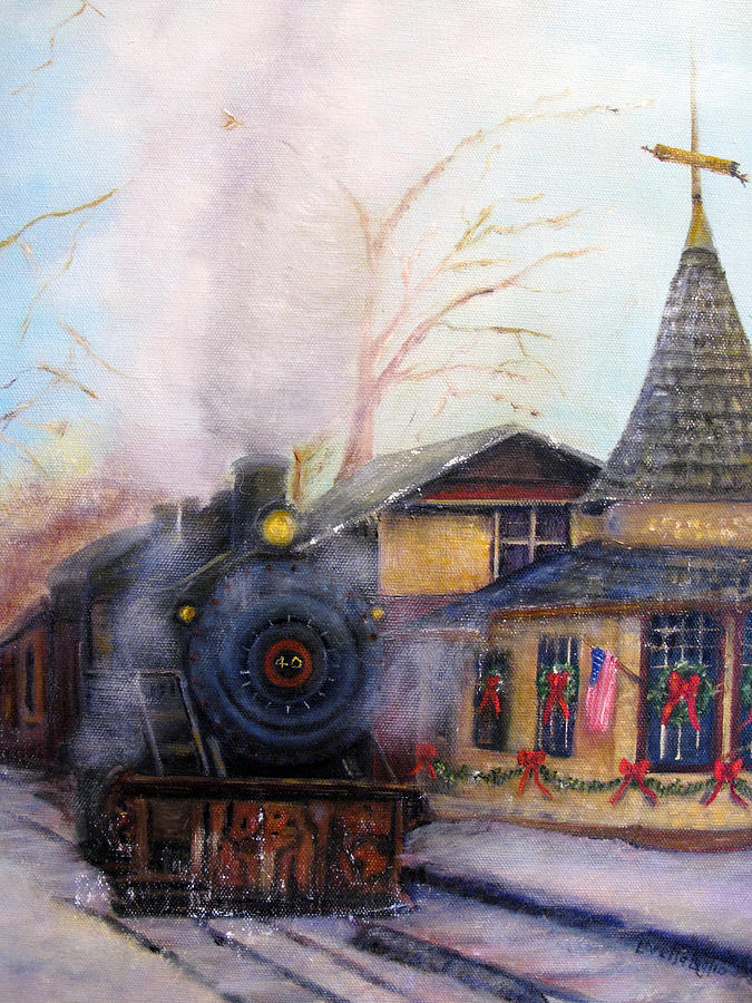 All Aboard at the New Hope Train Station Painting by Loretta Luglio